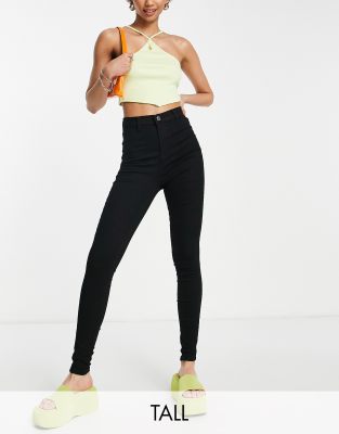 Don't Think Twice DTT Tall Chloe high waisted disco stretch skinny jeans in black