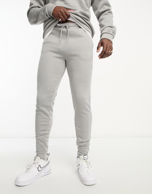 DTT Tall crew neck sweatshirt sweatpants tracksuit set in light