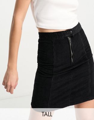 DTT Tall Edith cord a-line mini skirt with pockets in black - ASOS Price Checker