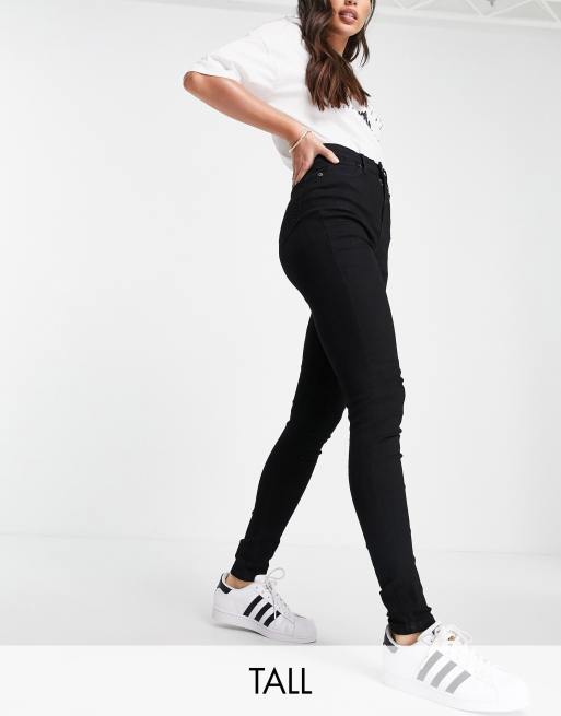 DTT Tall – Ellie – Czarne obcisłe jeansy z wysokim stanem 