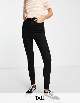 DTT Tall Ellie high waisted skinny jeans in black  - ASOS Price Checker