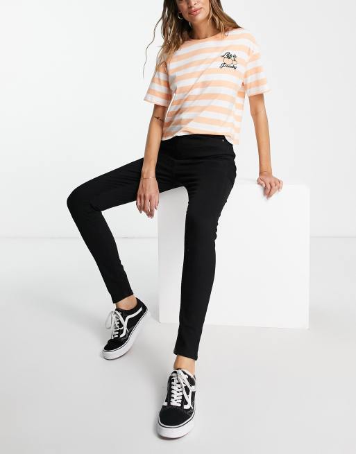 DTT Tall Ellie high waisted skinny jeans in black