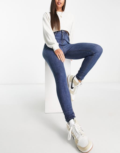 DTT Tall - Ellie - Skinny jeans met hoge taille in middenblauw , 4 van 4