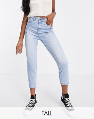 DTT Tall Emma super high waisted mom jeans in light blue wash  - ASOS Price Checker