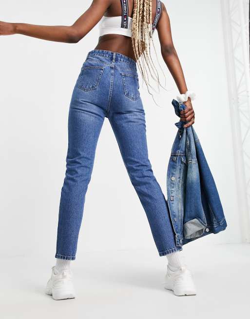 DTT Tall - Emma - Mom jeans met superhoge taille in blauw met mid-wash , 2 van 4