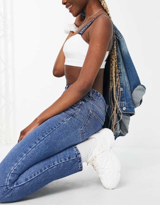 DTT Tall - Emma - Mom jeans met superhoge taille in blauw met mid-wash , 3 van 4