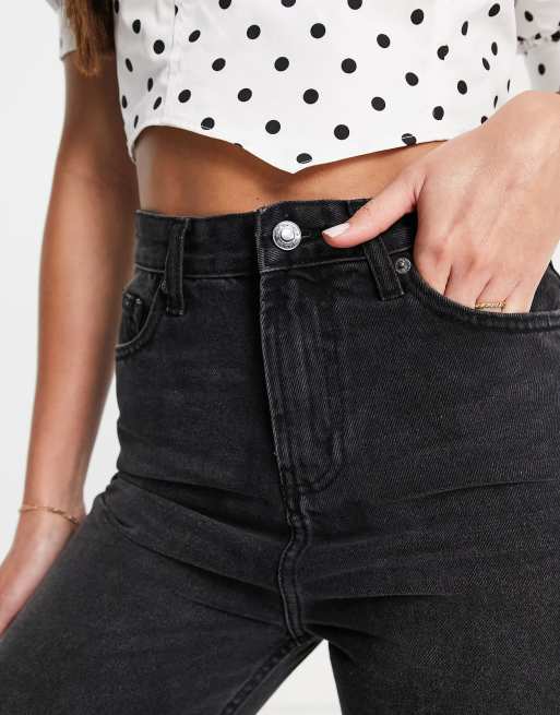 DTT Tall – Emma – Svarttvättade mom jeans med superhög midja , 3 av 4