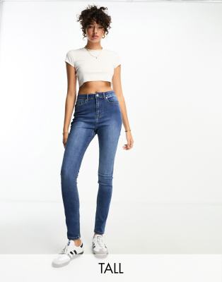 Don't Think Twice DTT Tall Erin hourglass sculpt skinny jeans in mid wash blue
