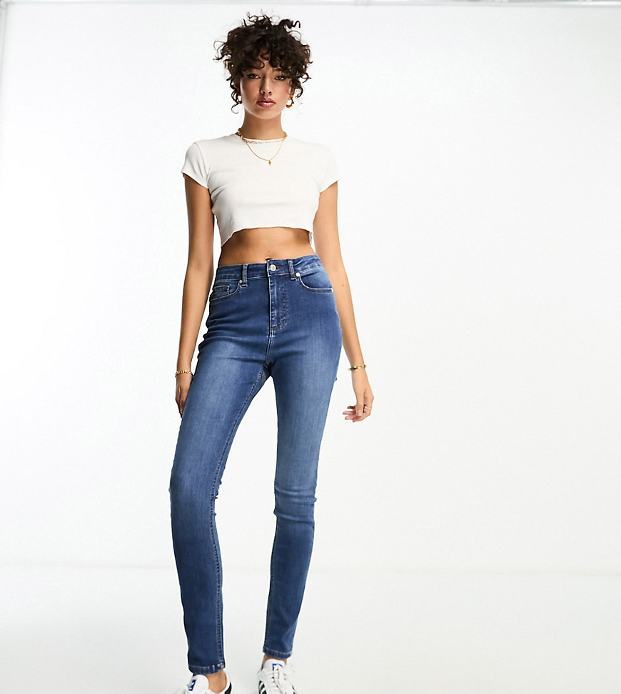 DTT Tall Erin hourglass sculpt skinny jeans in mid wash blue