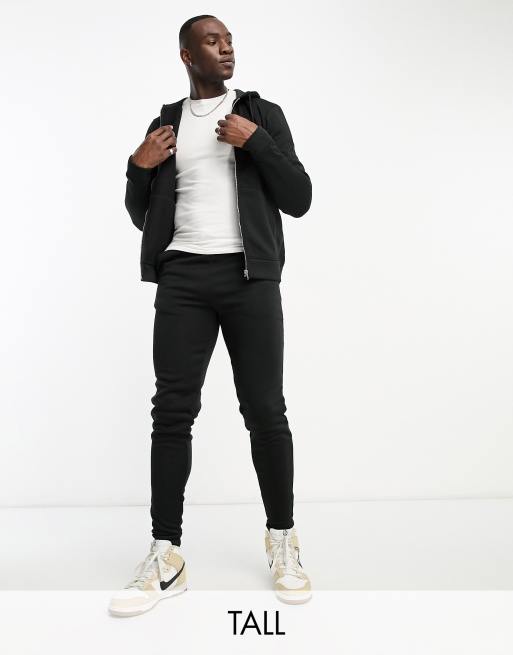 DTT Tall full zip hoodie & trackies tracksuit set in black