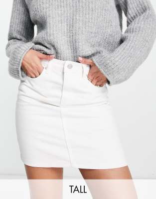 Don't Think Twice Tall Dtt Tall Gabby High Waist Denim Skirt In White
