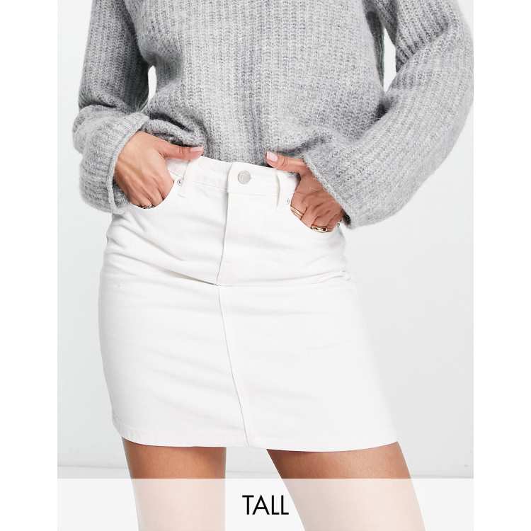 High waisted clearance white denim skirt