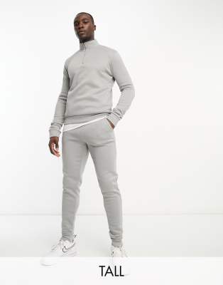 Don't Think Twice Dtt Crew Neck Sweatshirt & Sweatpants Tracksuit Set In Light Gray Heather In Gray