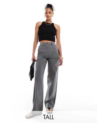 DTT Tall high rise pinstripe pants in gray
