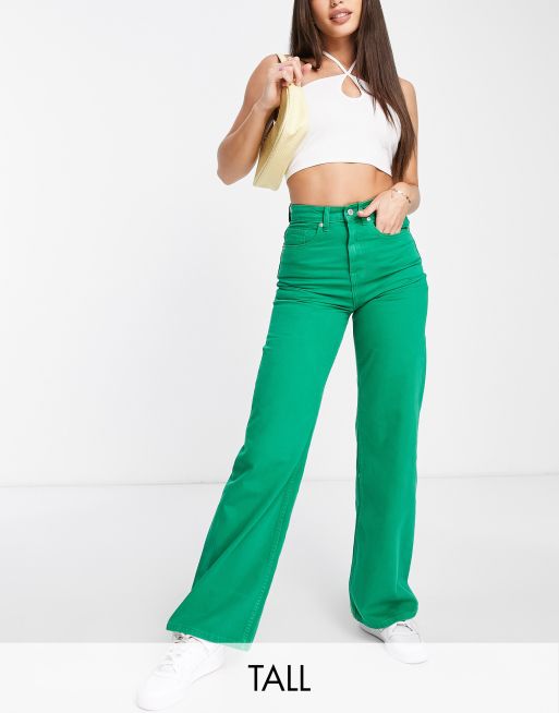 Green wide hotsell leg jeans