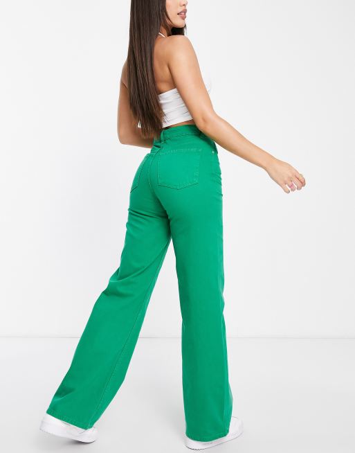 DTT Tall high waist wide leg jeans in green | ASOS