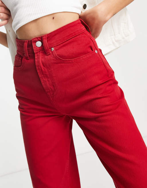 Hight Waist Straight Jean in Red