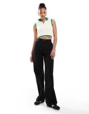 Don't Think Twice DTT Tall high waisted smart trousers in black