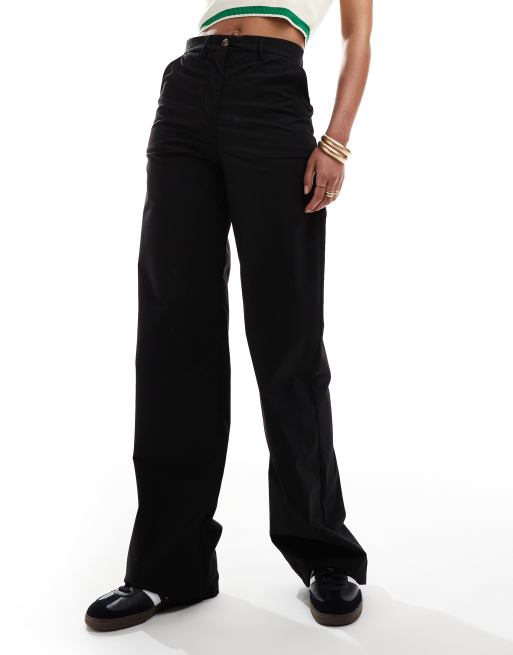 High waisted fashion black smart trousers