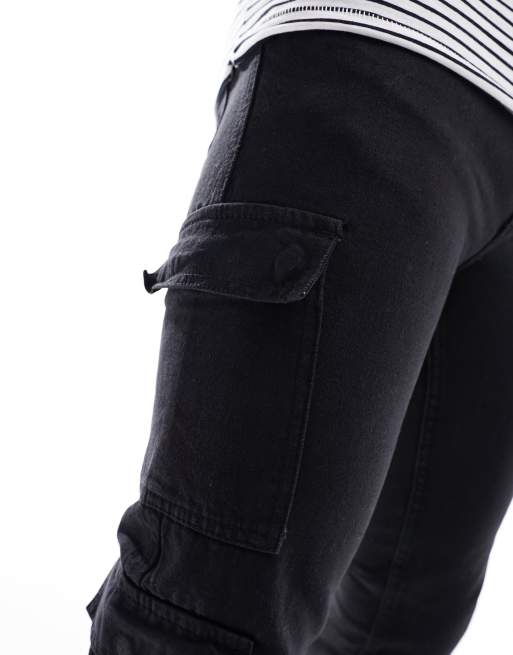 DTT Tall - Jean droit rigide cargo - Noir délavé, 4 de 5