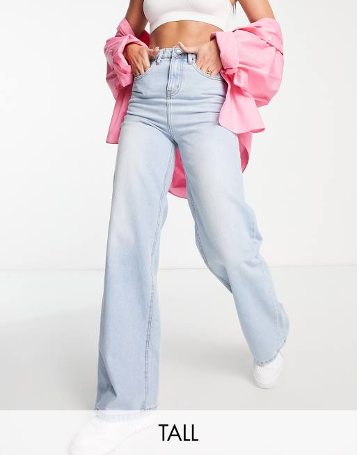 DTT Tall - Jeans met wijde pijpen en lichte wassing in blauw 