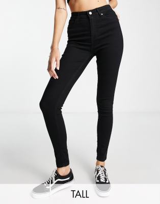 DTT Tall - Jo - Jeans mit mittelhohem Bund und engem Schnitt in Schwarz