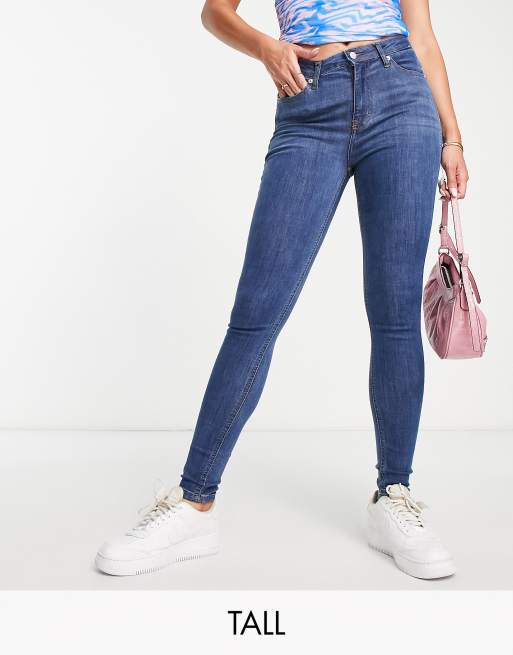 DTT Tall - Jo - Skinny jeans met halfhoge taille in middenblauw met wassing  