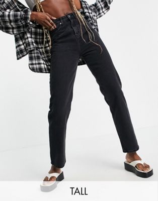 DTT Tall Katy high waisted cropped straight jeans in washed black  - ASOS Price Checker