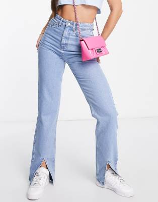 DTT Katy Curve Plus Size High Waisted Cropped Straight Jeans Light Wash  Denim