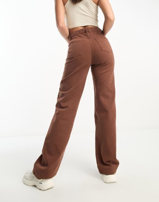 DTT Tall - Kristen - Jeans met rechte pijpen en halfhoge taille in chocoladebruin, 2 van 5