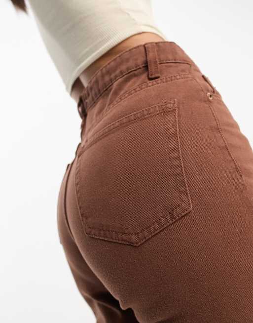 DTT Tall - Kristen - Jeans met rechte pijpen en halfhoge taille in chocoladebruin, 5 van 5