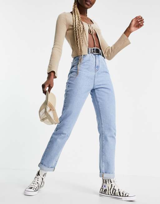 DTT Tall - Lou - Mom jeans in lichtblauw met wassing , 4 van 4