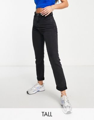 DTT Tall Lou mom jeans in vintage black   - ASOS Price Checker