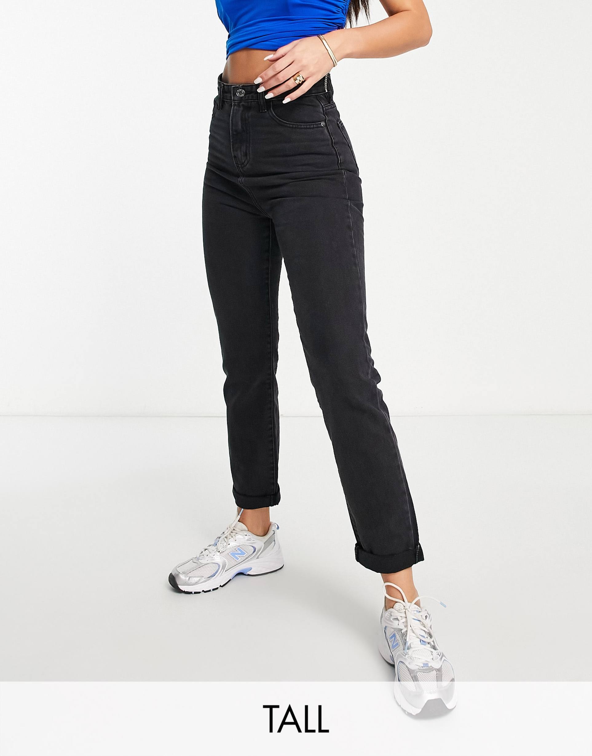 dtt tall lou mom jeans in vintage black