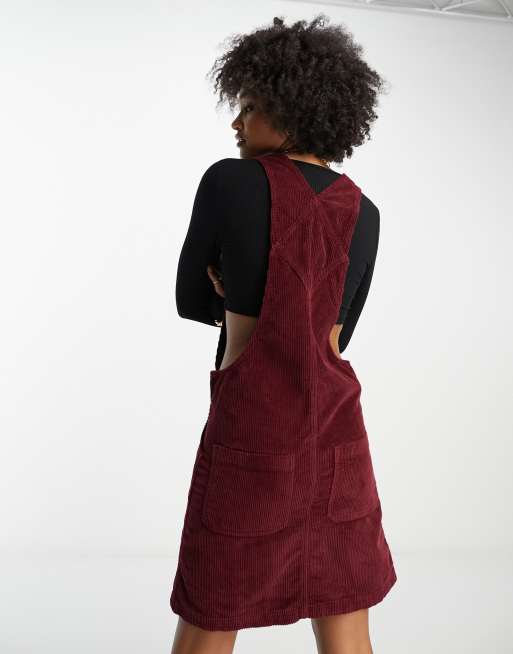 DTT Tall – Lucine – Latzkleid aus Cord in Burgunderrot mit Taschen, 2 von 4