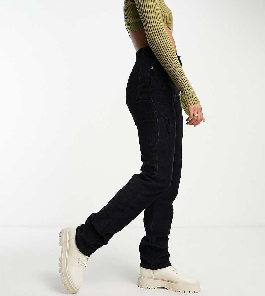 DTT Tall Olive straight leg cord trousers in black