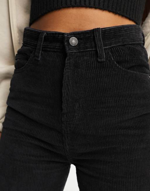 DTT Tall Opal Pantalon mom en velours cotele Noir