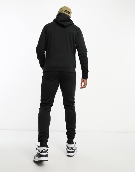 DTT Tall overhead hoodie & sweatpants tracksuit set in black