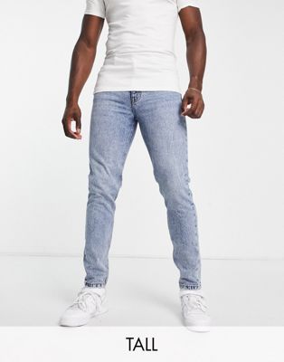 DTT Tall rigid tapered fit jeans in vintage light blue