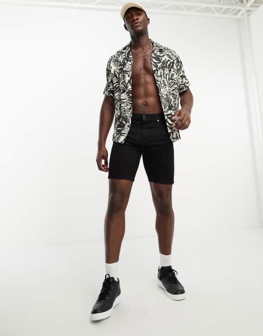 DTT Tall - Sorte denimshorts i slim fit