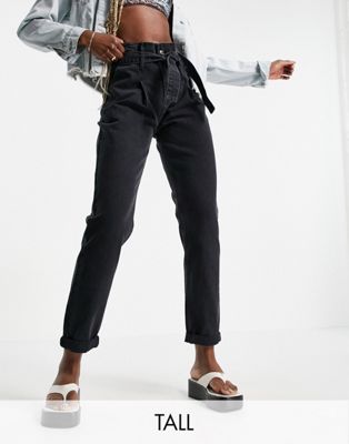 DTT Tall Sultan paper bag waist jeans in washed black  - ASOS Price Checker