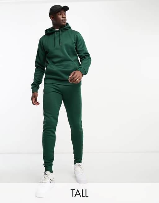 DTT - Ensemble survêtement avec sweat à capuche à enfiler et pantalon de  jogging - Vert foncé