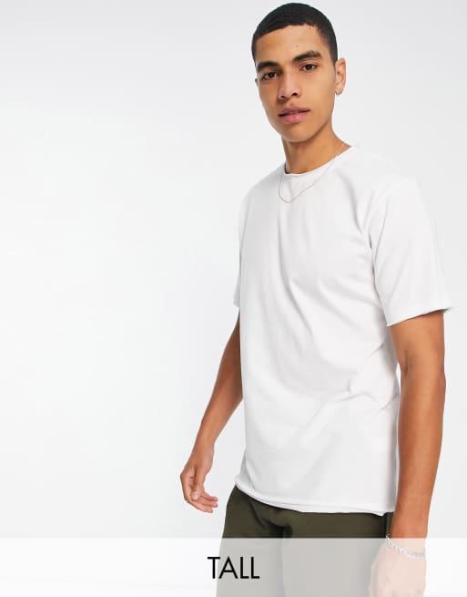 DTT Tall - T-shirt met onafgewerkte zoom in wit 