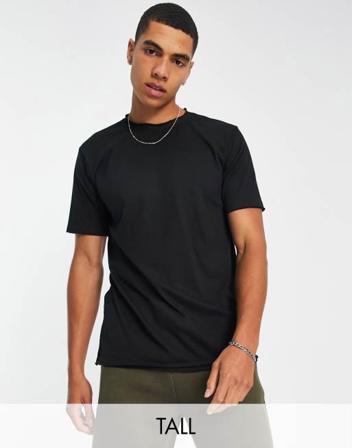 DTT - Tall - T-shirt met onafgewerkte zoom in zwart 