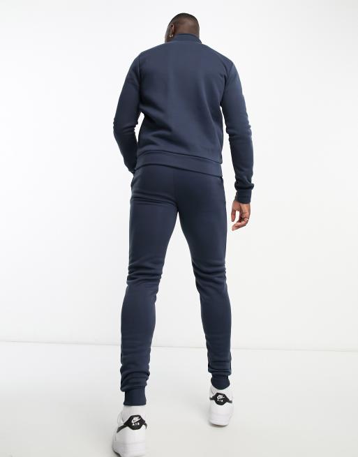 DTT Tall – Trainingsanzug in Marineblau aus Sweatshirt mit kurzem Reißverschluss und Jogginghose, 2 von 4