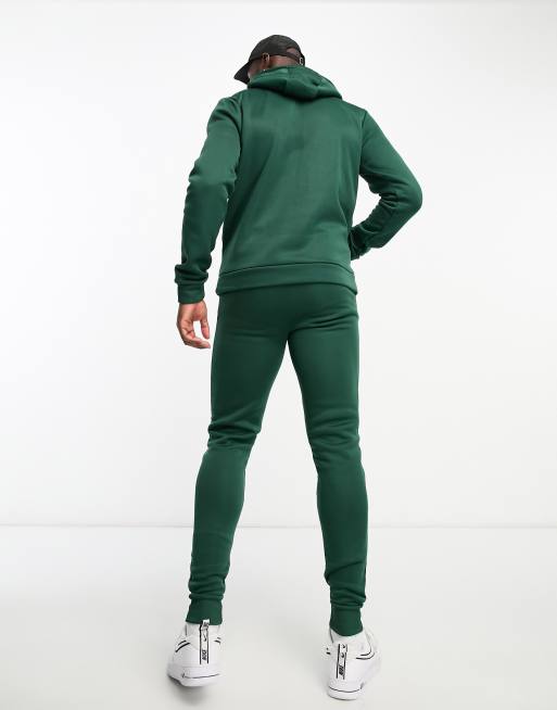 DTT Tall - Tuta sportiva con felpa con cappuccio e joggers verde scuro, 2 di 4