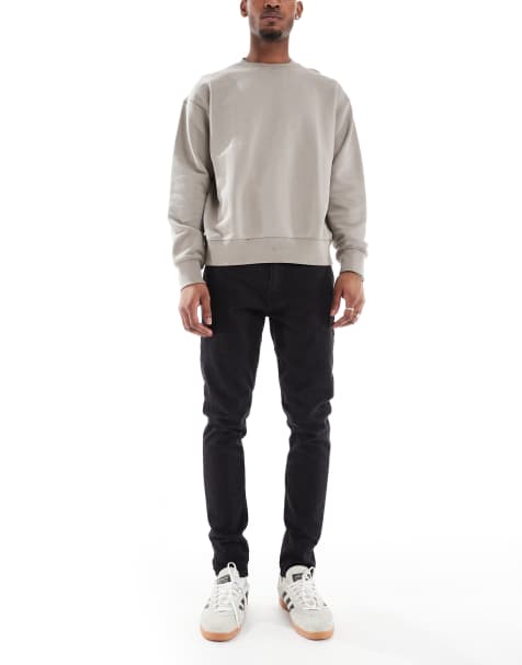 DTT Tall - Vasket sorte stive cropped jeans i tapered pasform - view 1