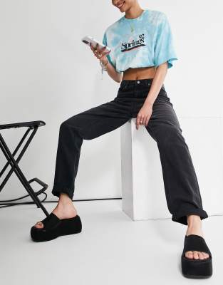 DTT Tall Veron relaxed fit mom jeans in washed black   - ASOS Price Checker