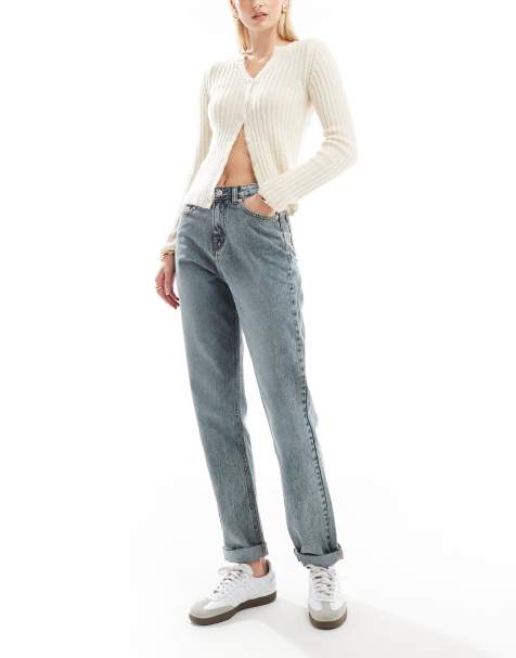 DTT Tall – Veron – Niebieskie luźne mom jeans z przebarwieniem w stylu vintage - view 1
