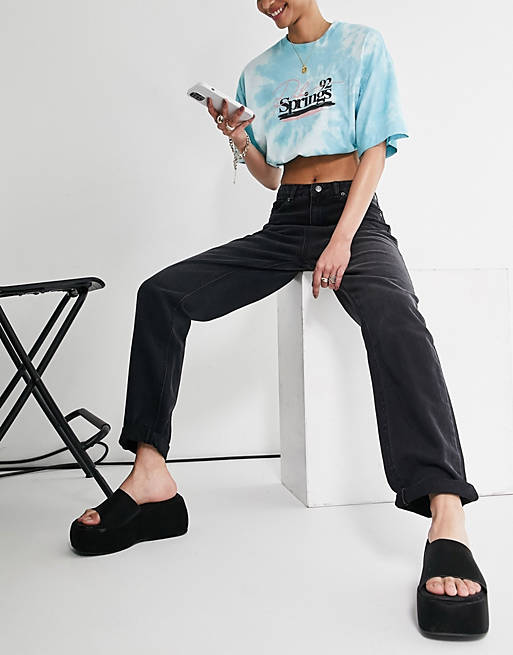 DTT Tall Veron relaxed fit mom jeans in washed black  
